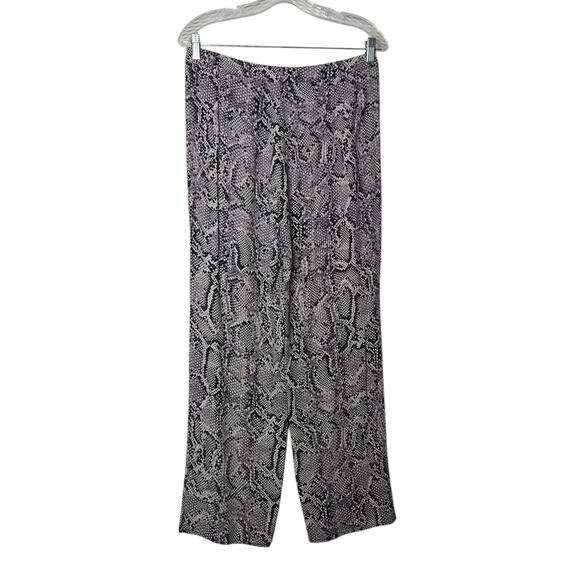 Showpo Black Gray White Snakeskin High Rise Straight Leg Pants Women's 6 - Picture 2 of 6